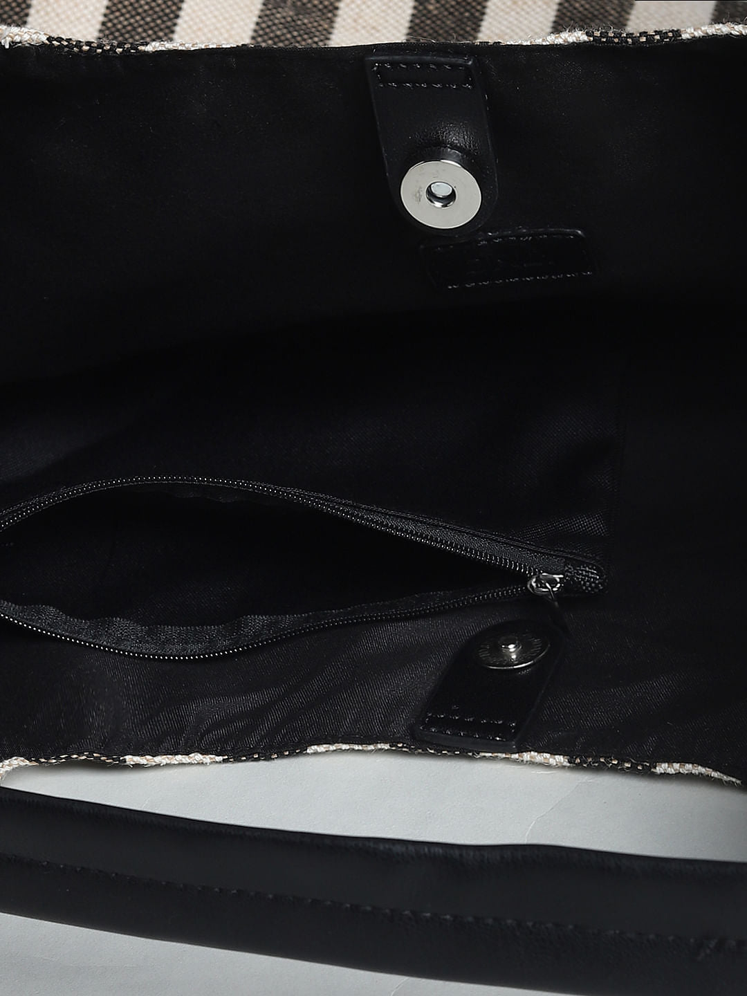 Black Striped Beach Bag