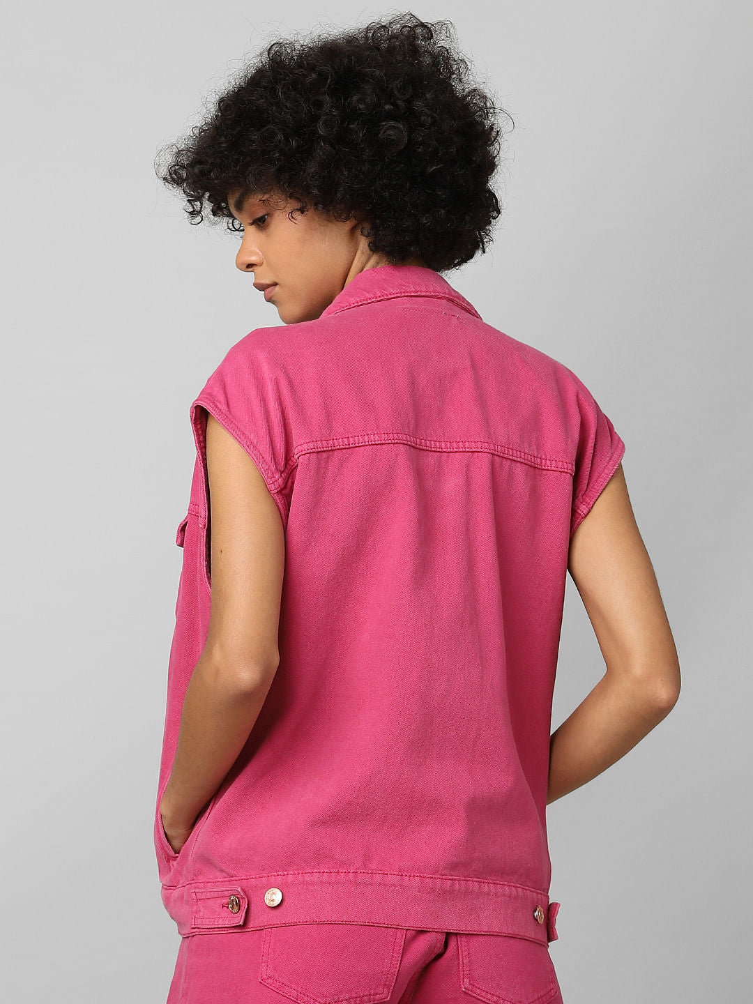 Pink Oversized Denim Jacket