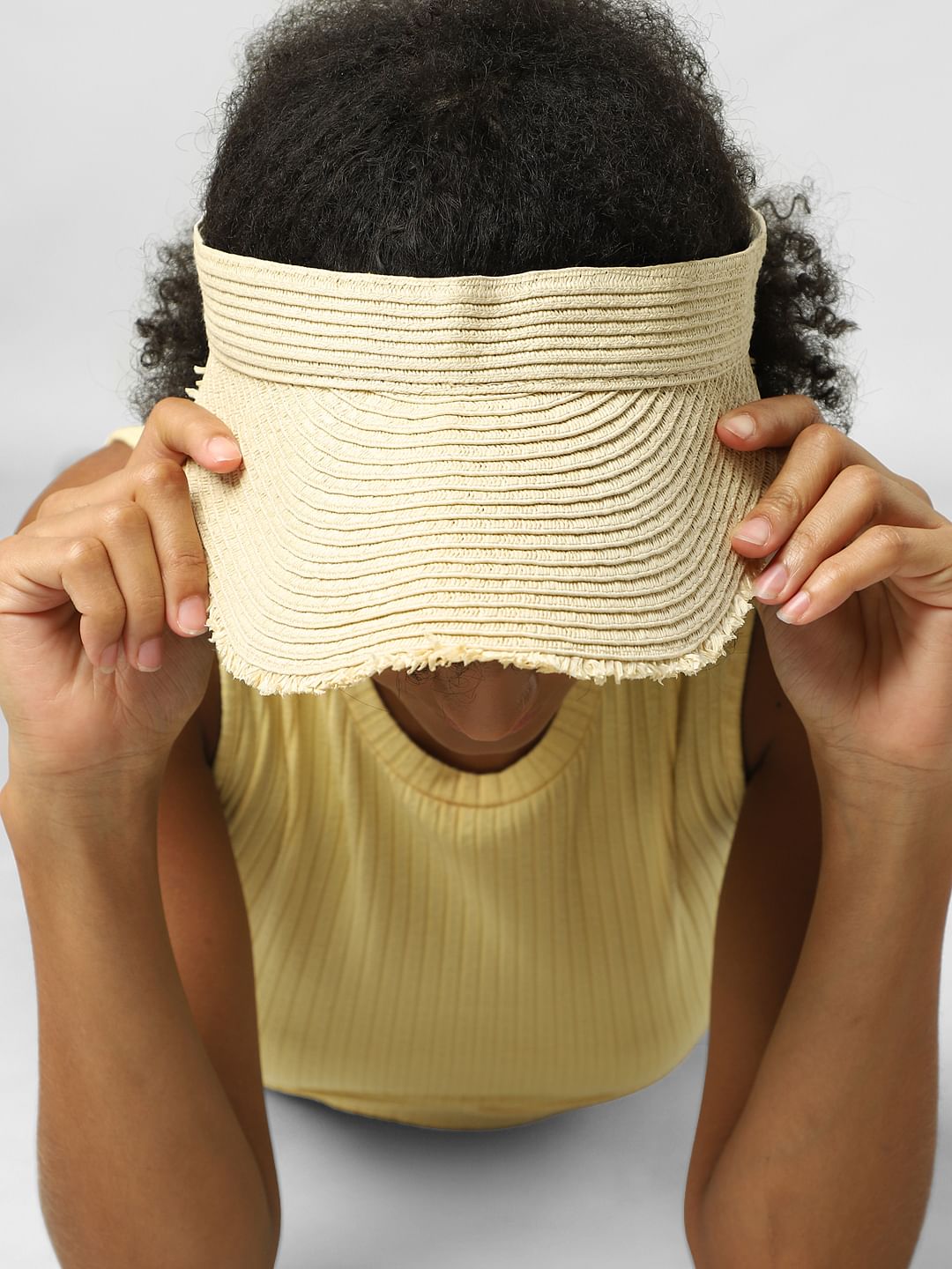 Beige Straw Sun Visor