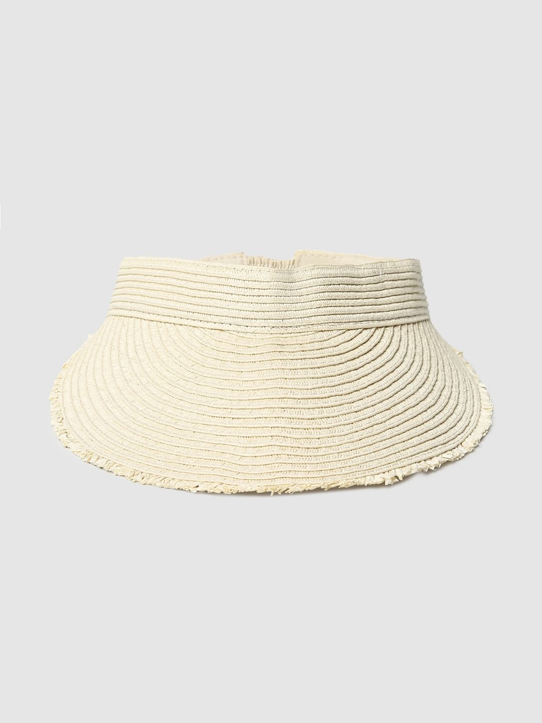 Beige Straw Sun Visor