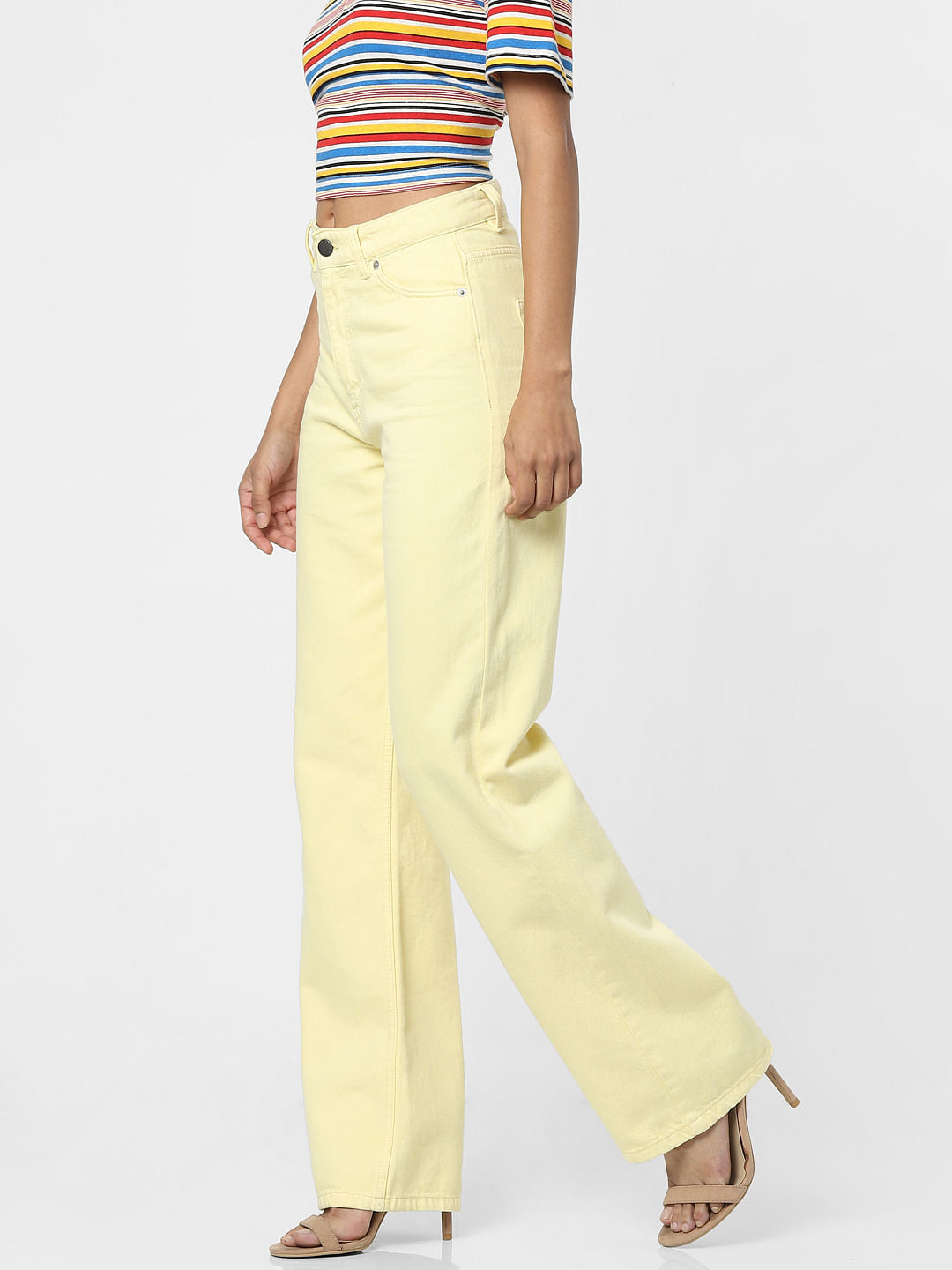 Yellow High Waist Flared Jeans