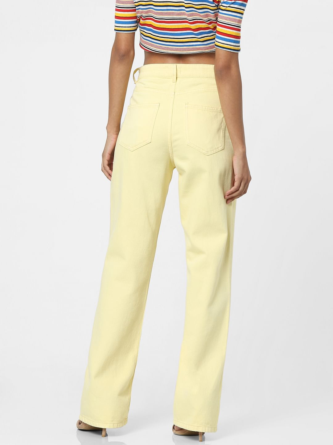 Yellow High Waist Flared Jeans