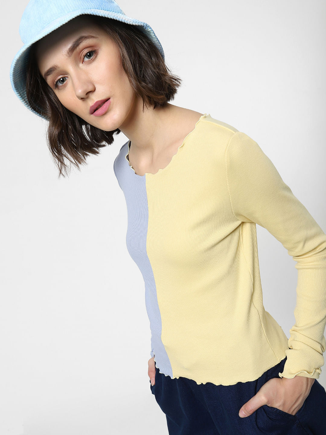 Yellow Colourblocked Top