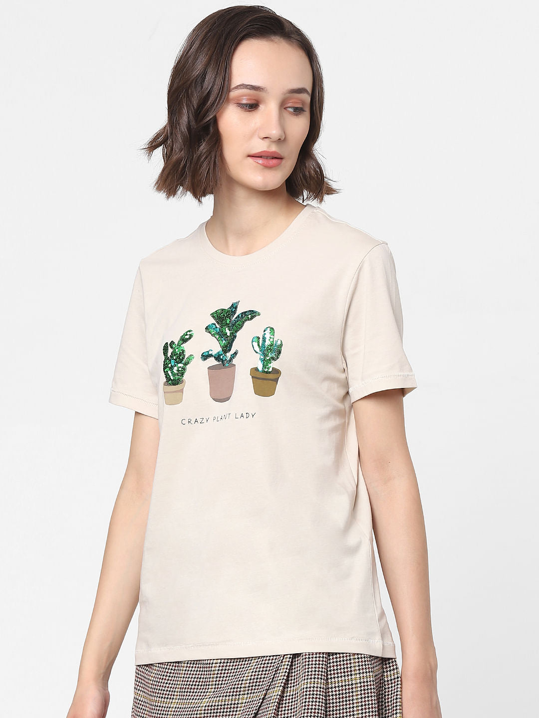 Beige Graphic Print T-Shirt
