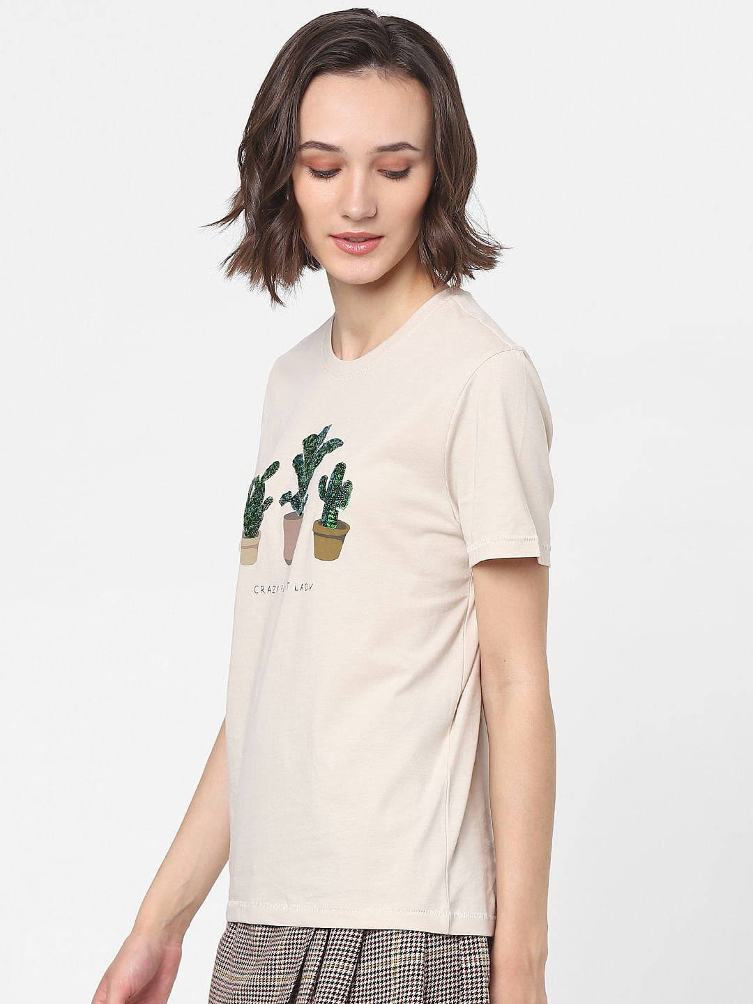 Beige Graphic Print T-Shirt