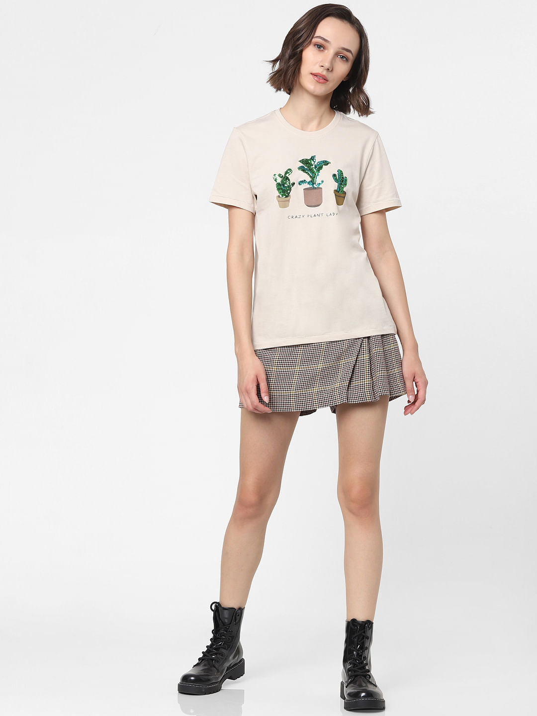 Beige Graphic Print T-Shirt