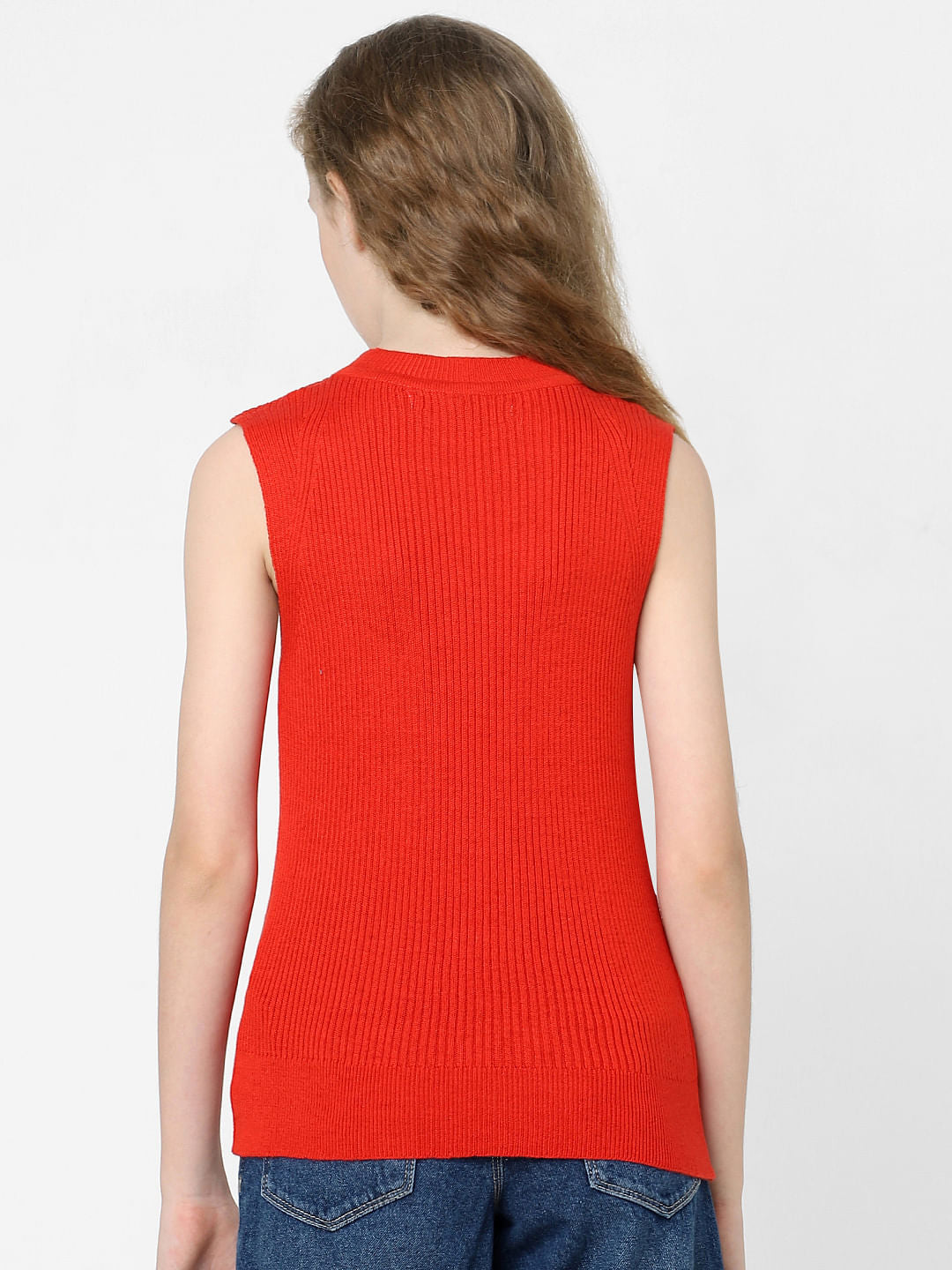 Girls Red Flat Knit Top