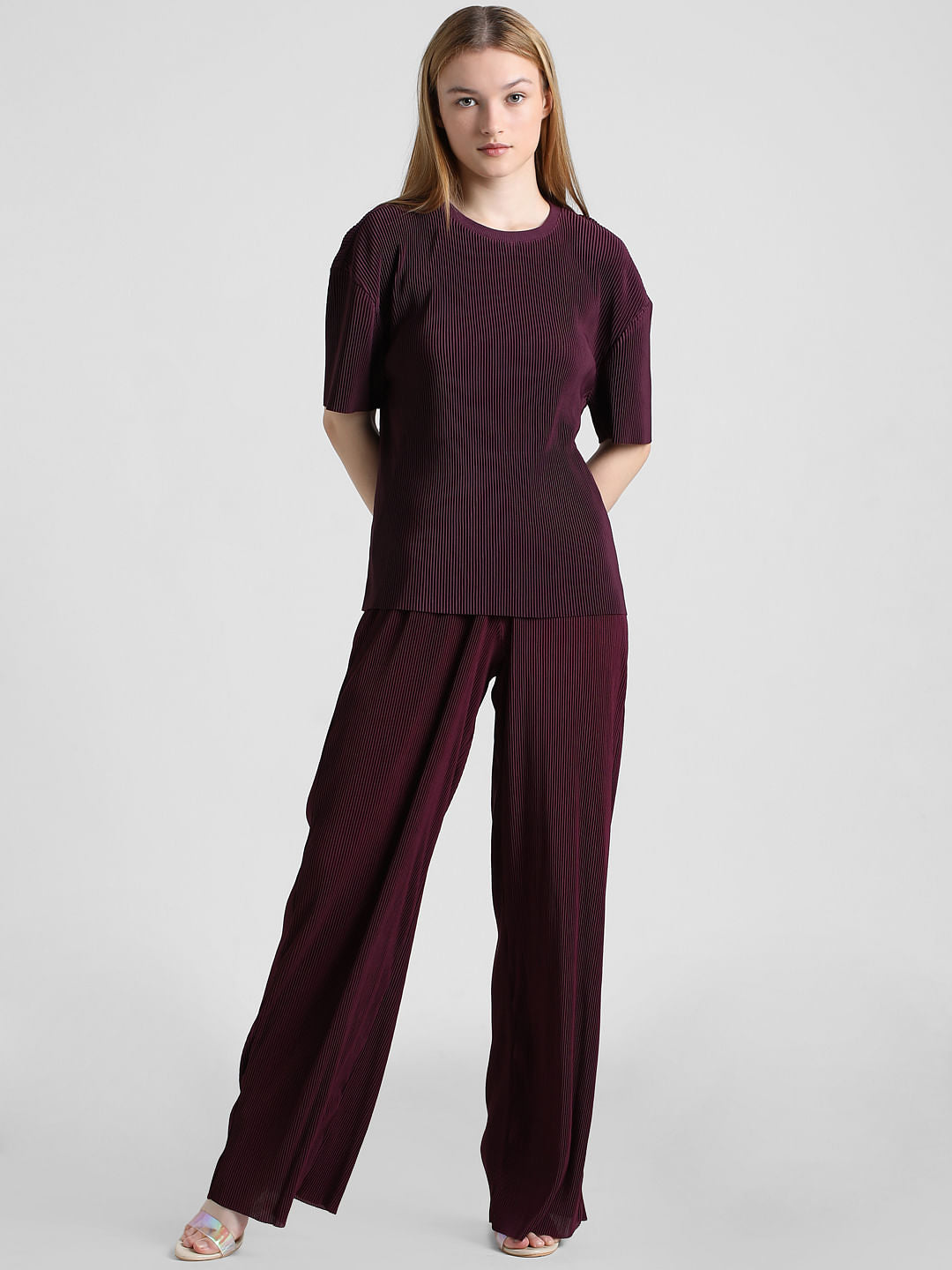 Purple Pleated T-Shirt