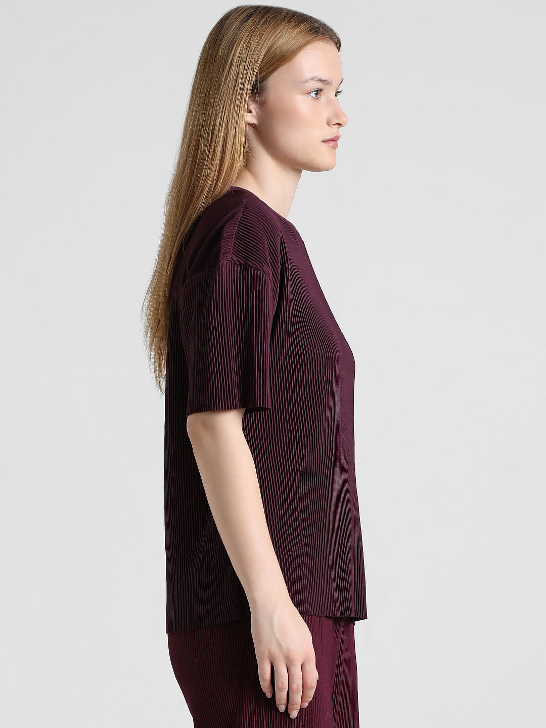 Purple Pleated T-Shirt