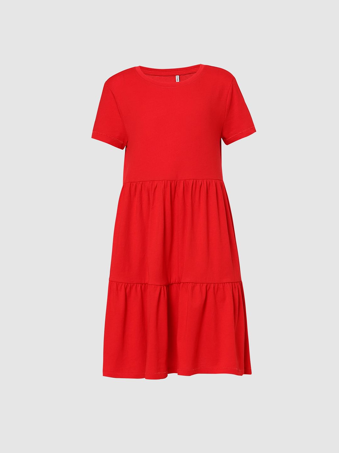 Girls Red Tiered Dress