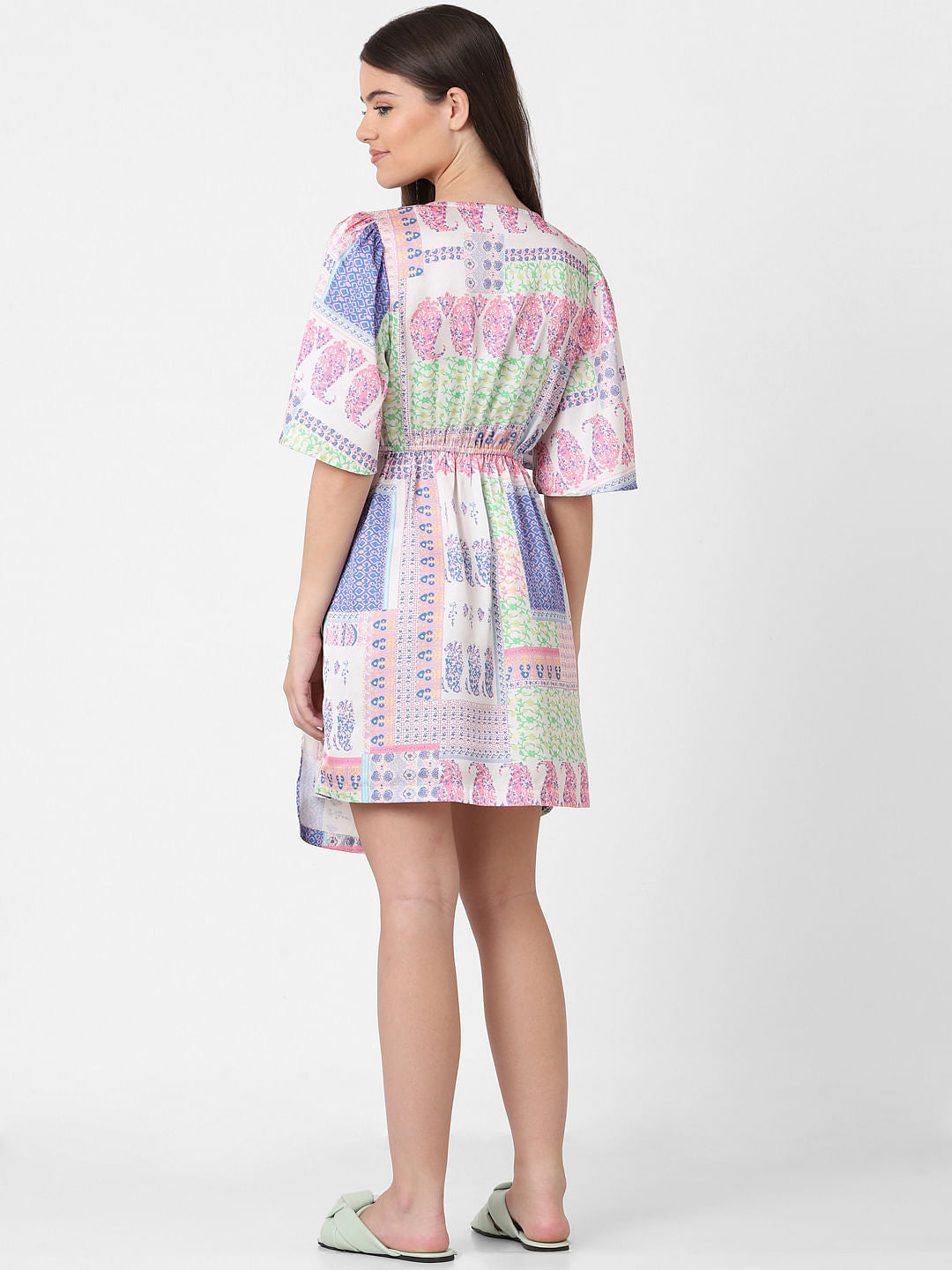 Pink All Over Print Wrap Dress