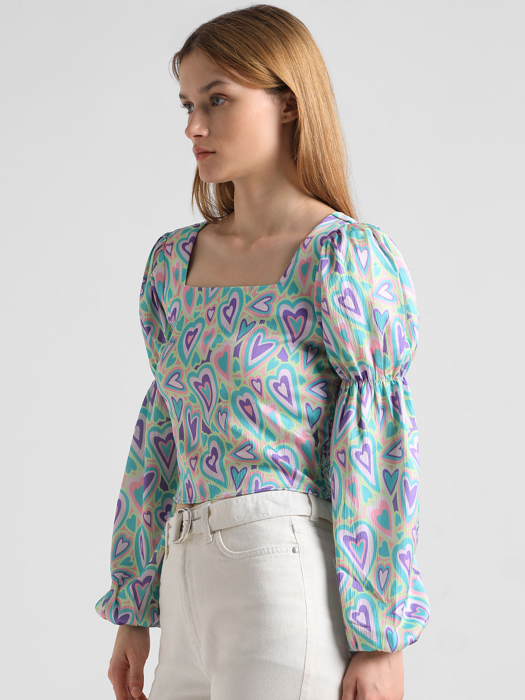 Green Abstract Print Top