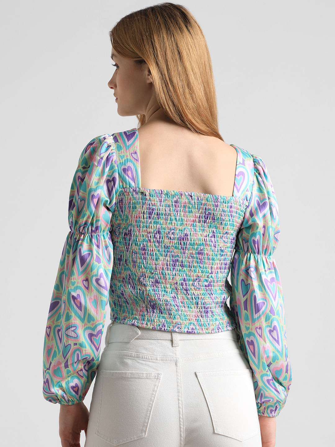 Green Abstract Print Top