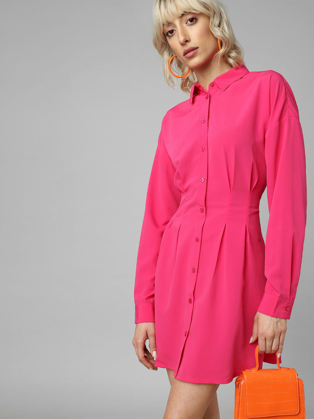 Pink Mini Shirt Dress
