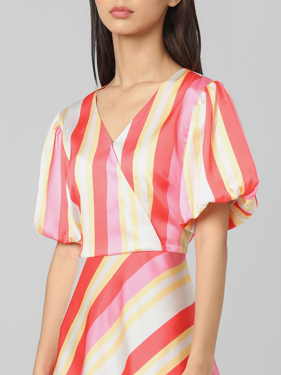 Pink Colourblocked Midi Dress