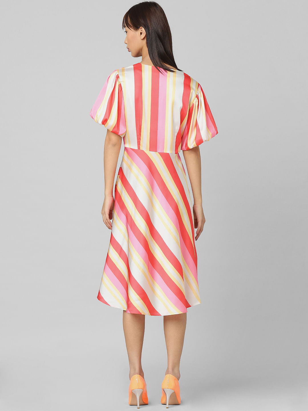 Pink Colourblocked Midi Dress