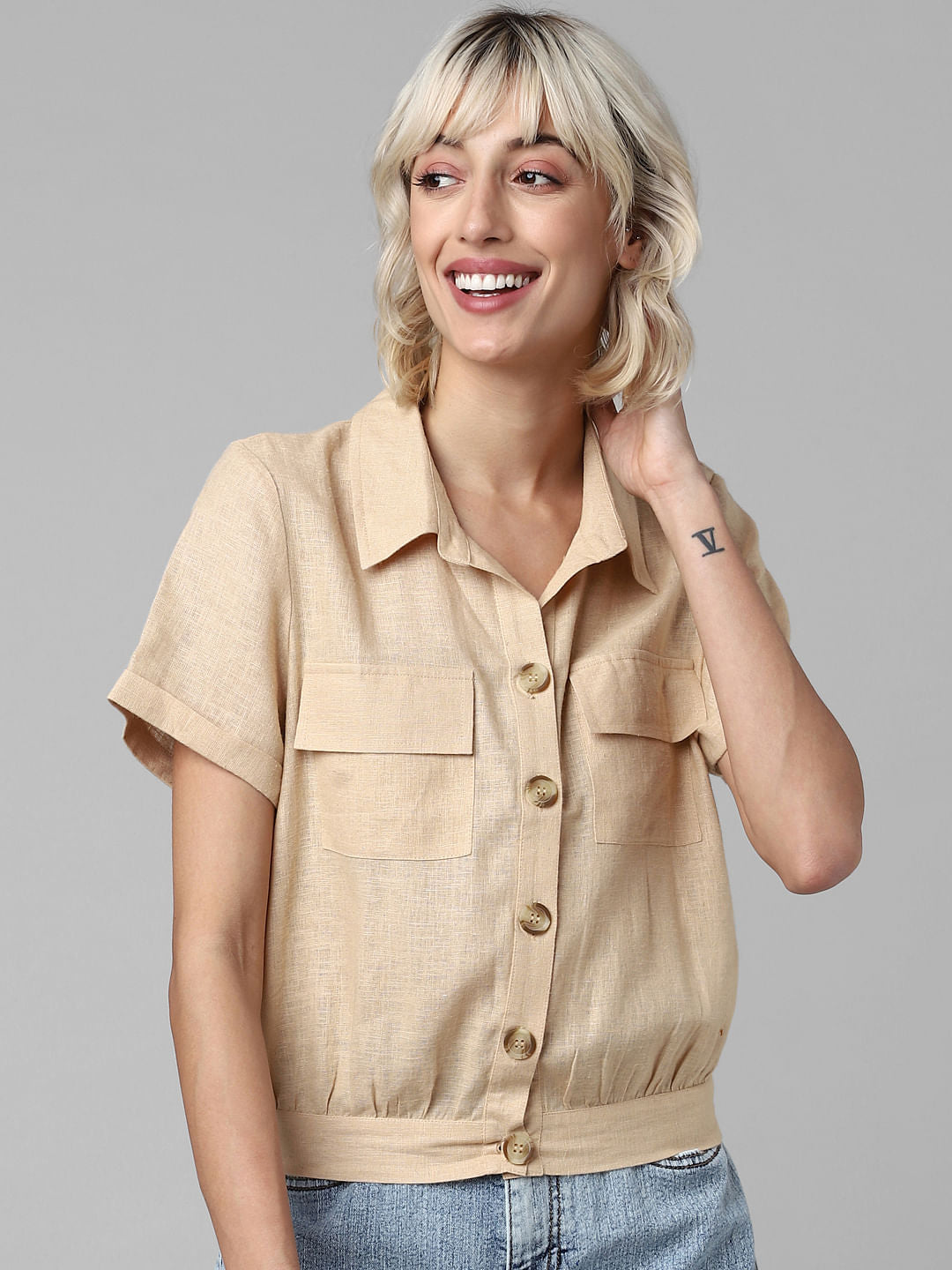 Beige Linen Shirt