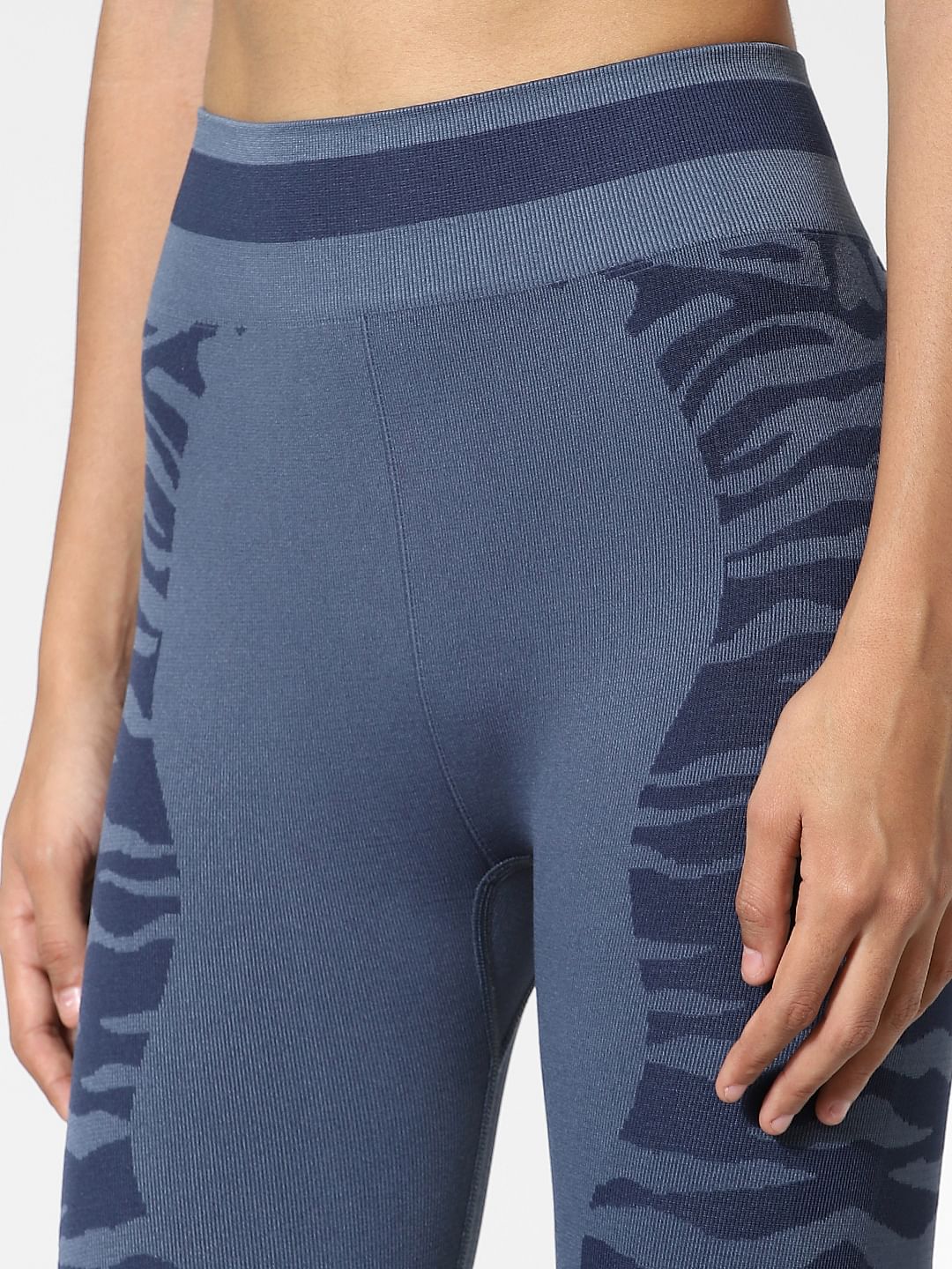 Blue High Rise Animal Print Training Tights