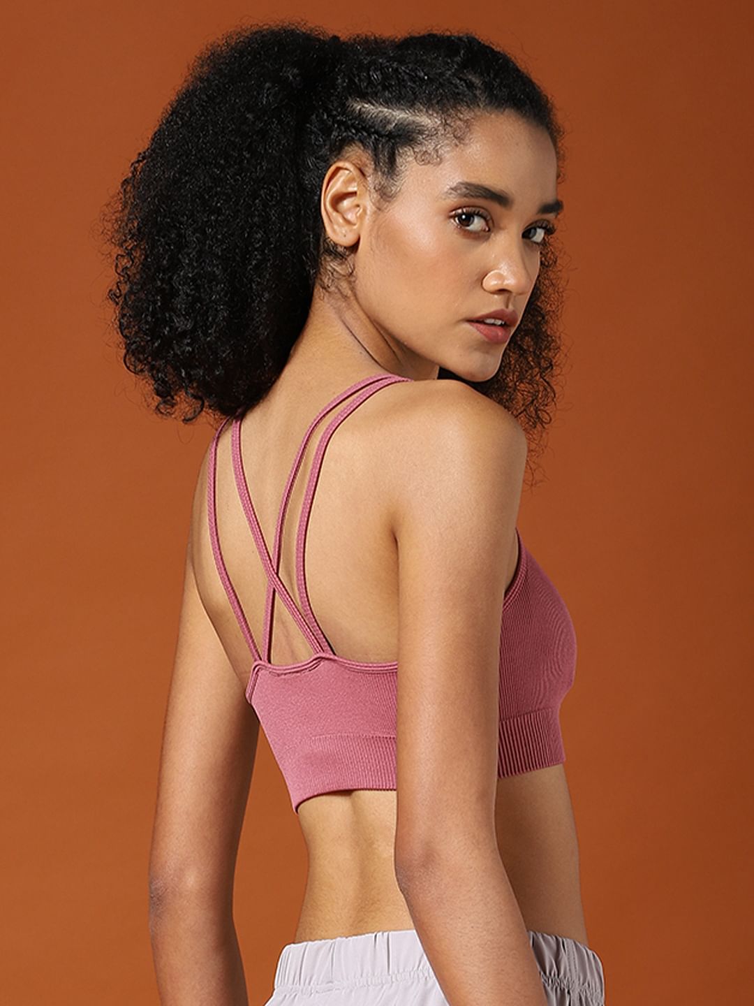 Pink Double Strap Sports Bra