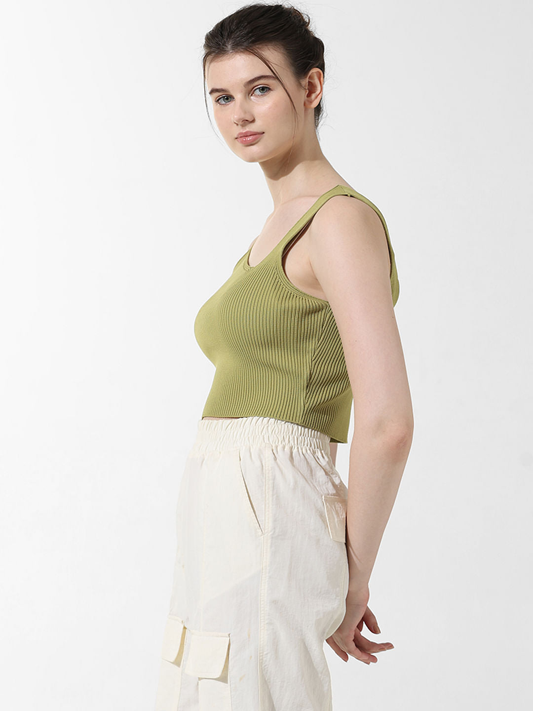 Green Rib-Knit Top