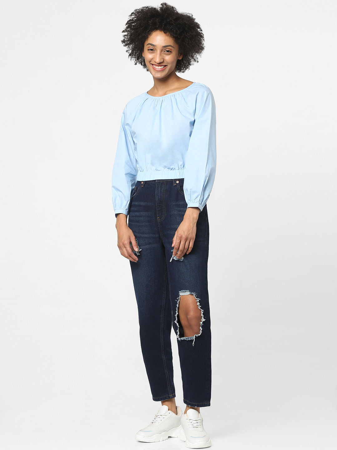 Blue Cropped Blouse