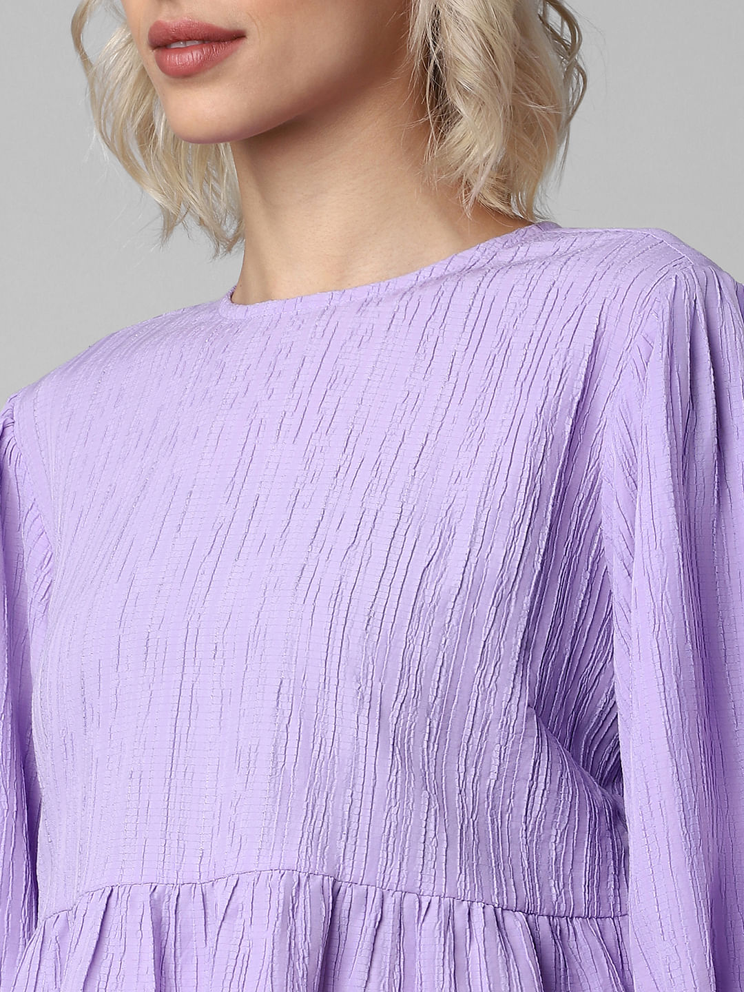 Purple Textured Peplum Top
