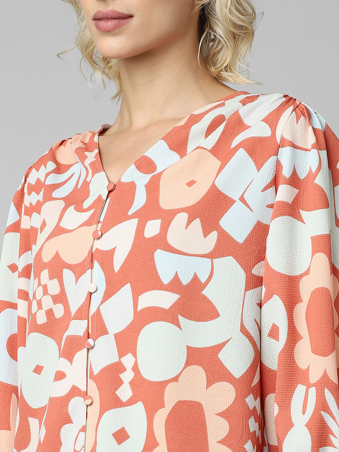 Orange All Over Print Top