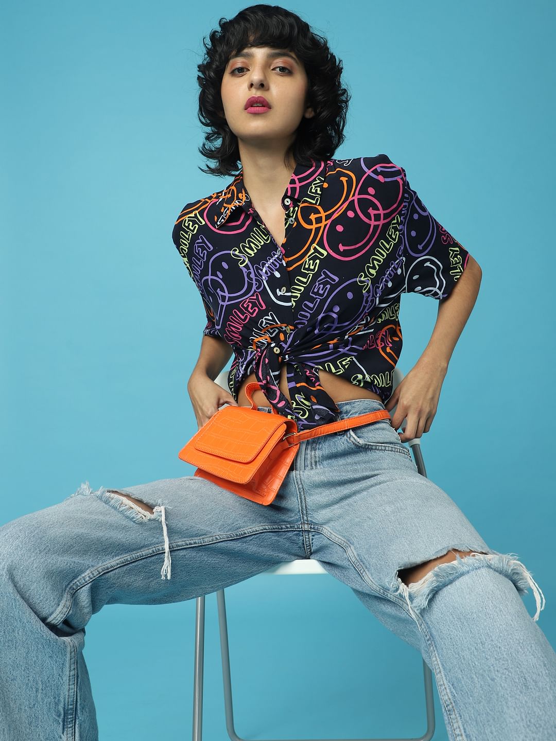 Smiley Black Printed Shirt