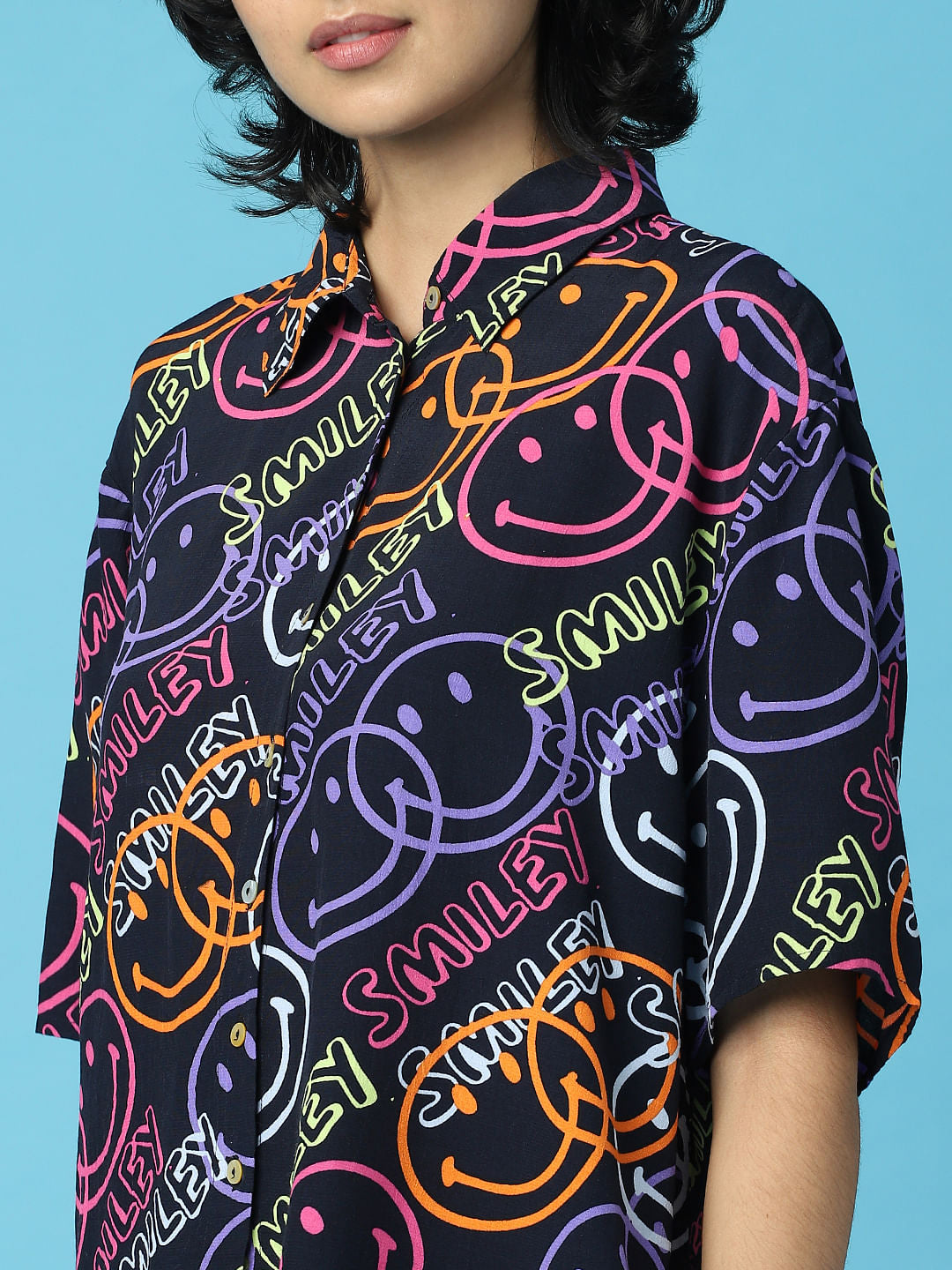 Smiley Black Printed Shirt
