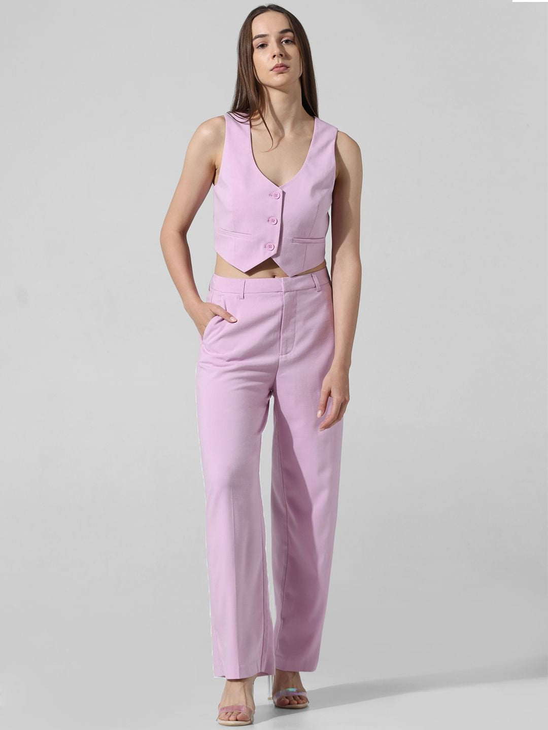 Purple Cropped Co-Ord Set Vest