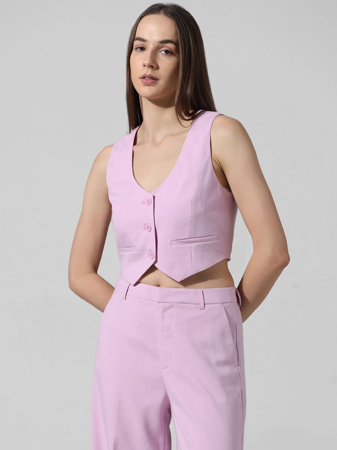 Purple Cropped Co-Ord Set Vest