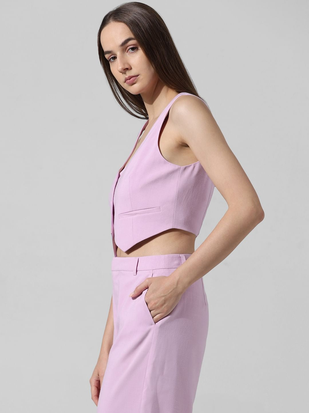 Purple Cropped Co-Ord Set Vest