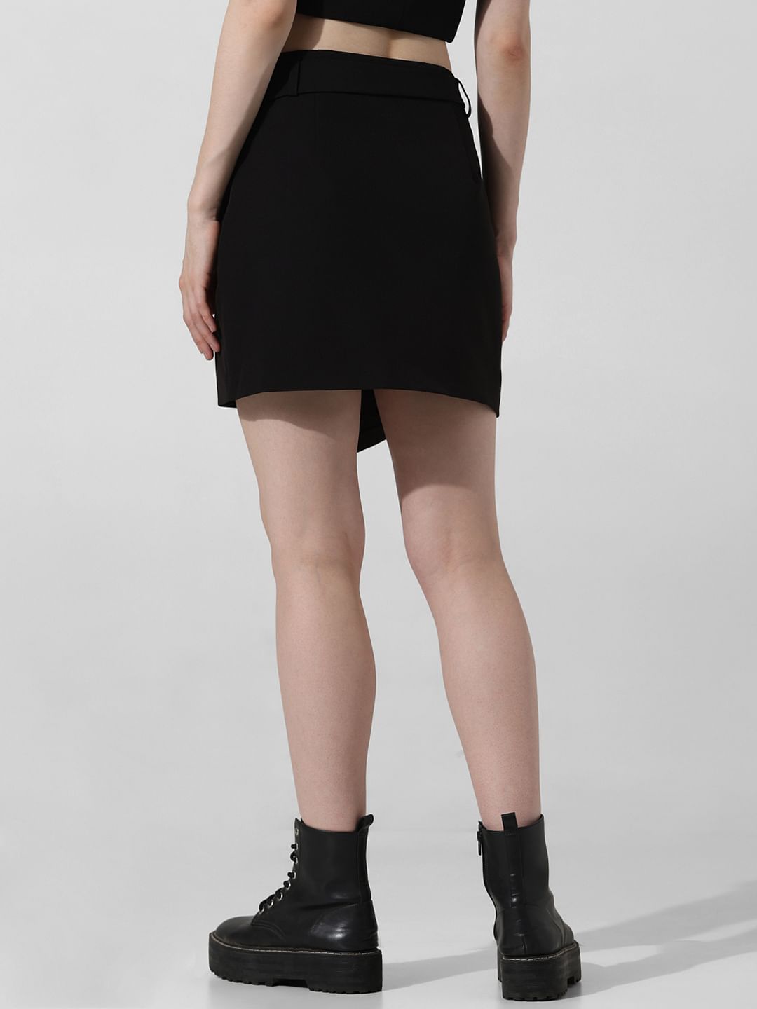 Black High Rise Co-Ord Set Wrap Skirt