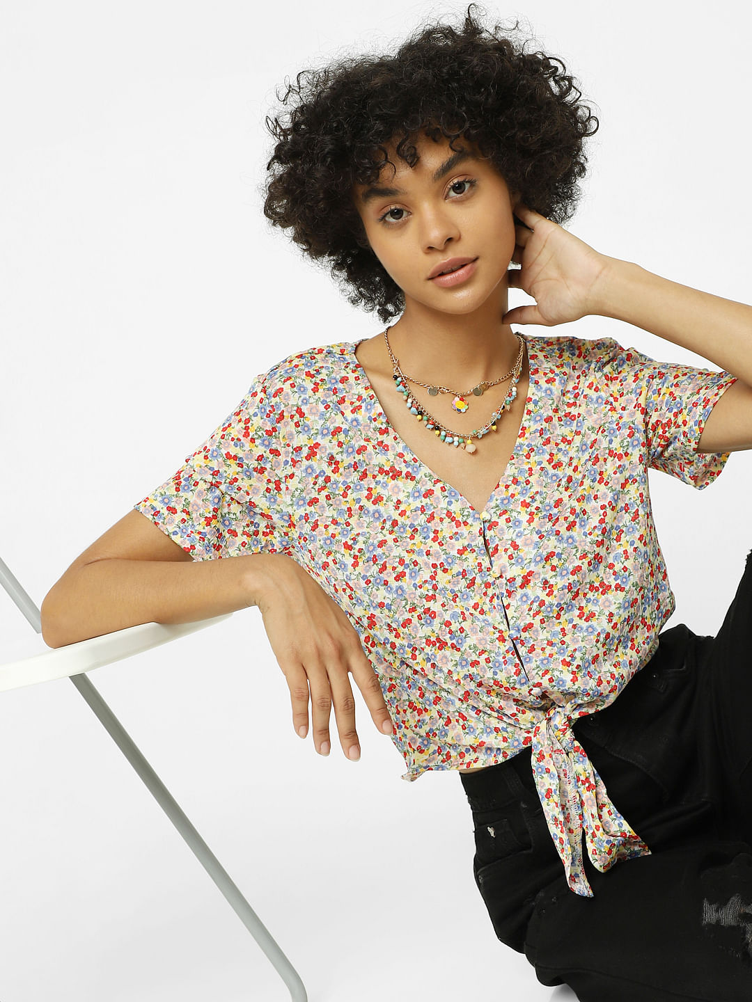 Multi-Coloured Floral Print Top