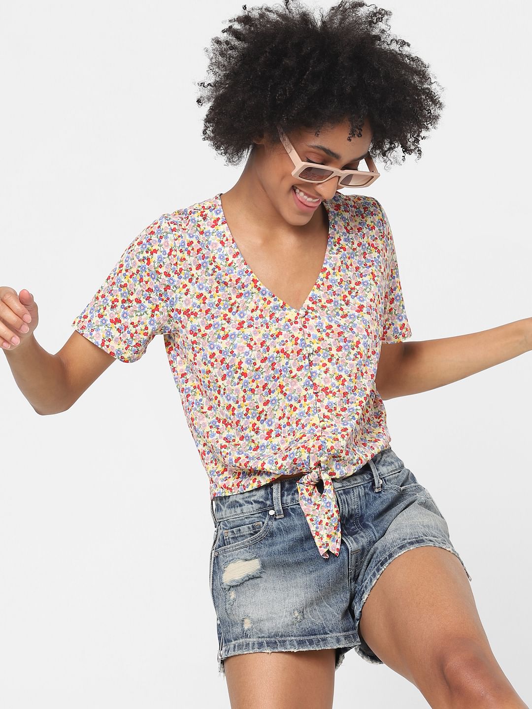 Pink Ditsy Floral Top