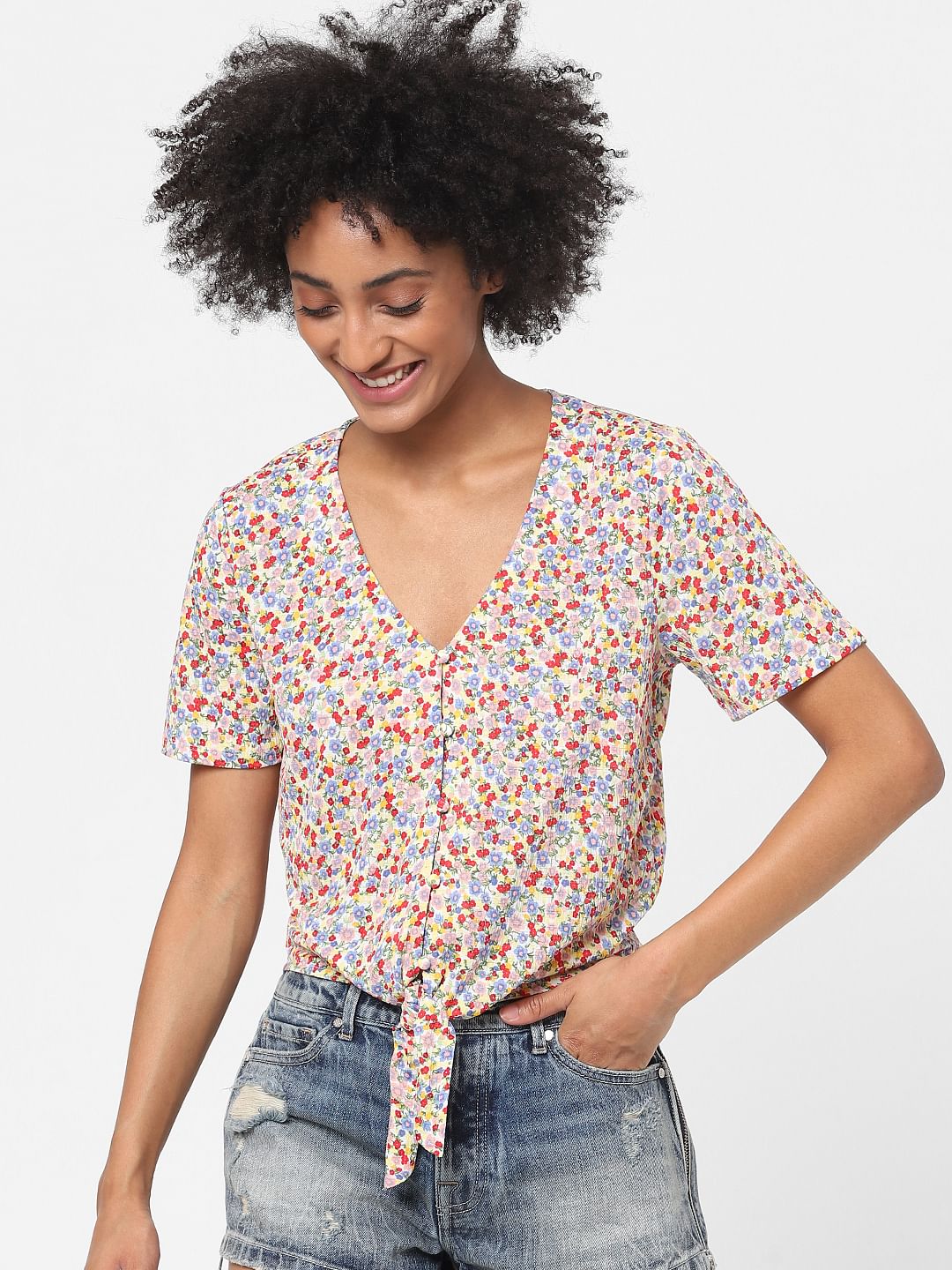 Pink Ditsy Floral Top