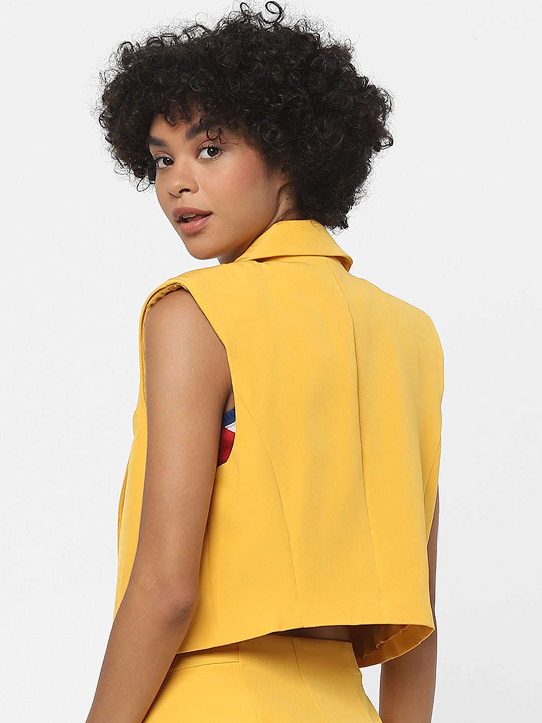 Yellow Co-Ord Cropped Waistcoat