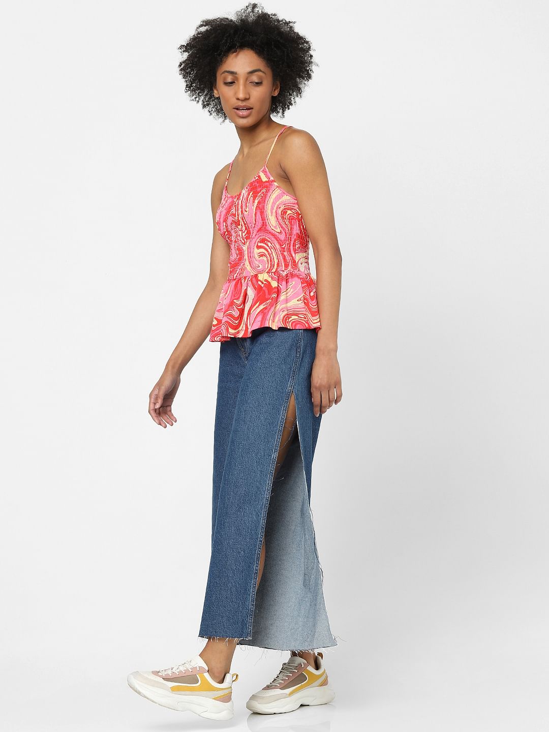 Pink Floral Peplum Top