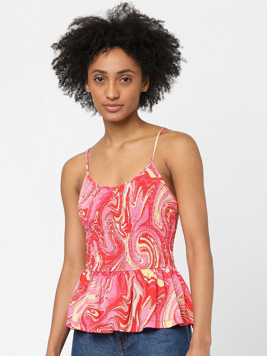 Pink Floral Peplum Top