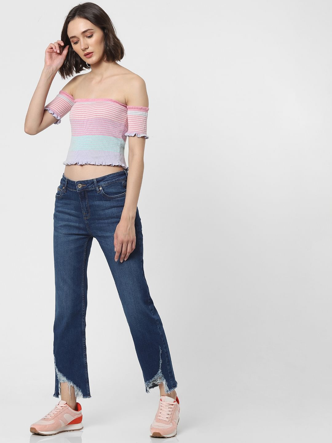 Pink Off-Shoulder Knit Top