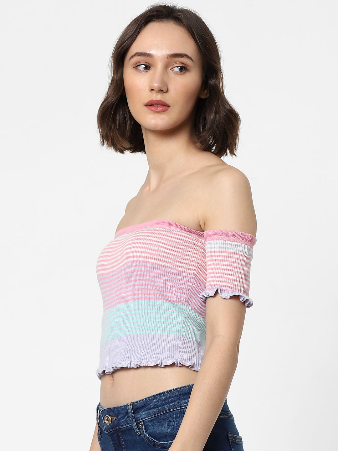 Pink Off-Shoulder Knit Top