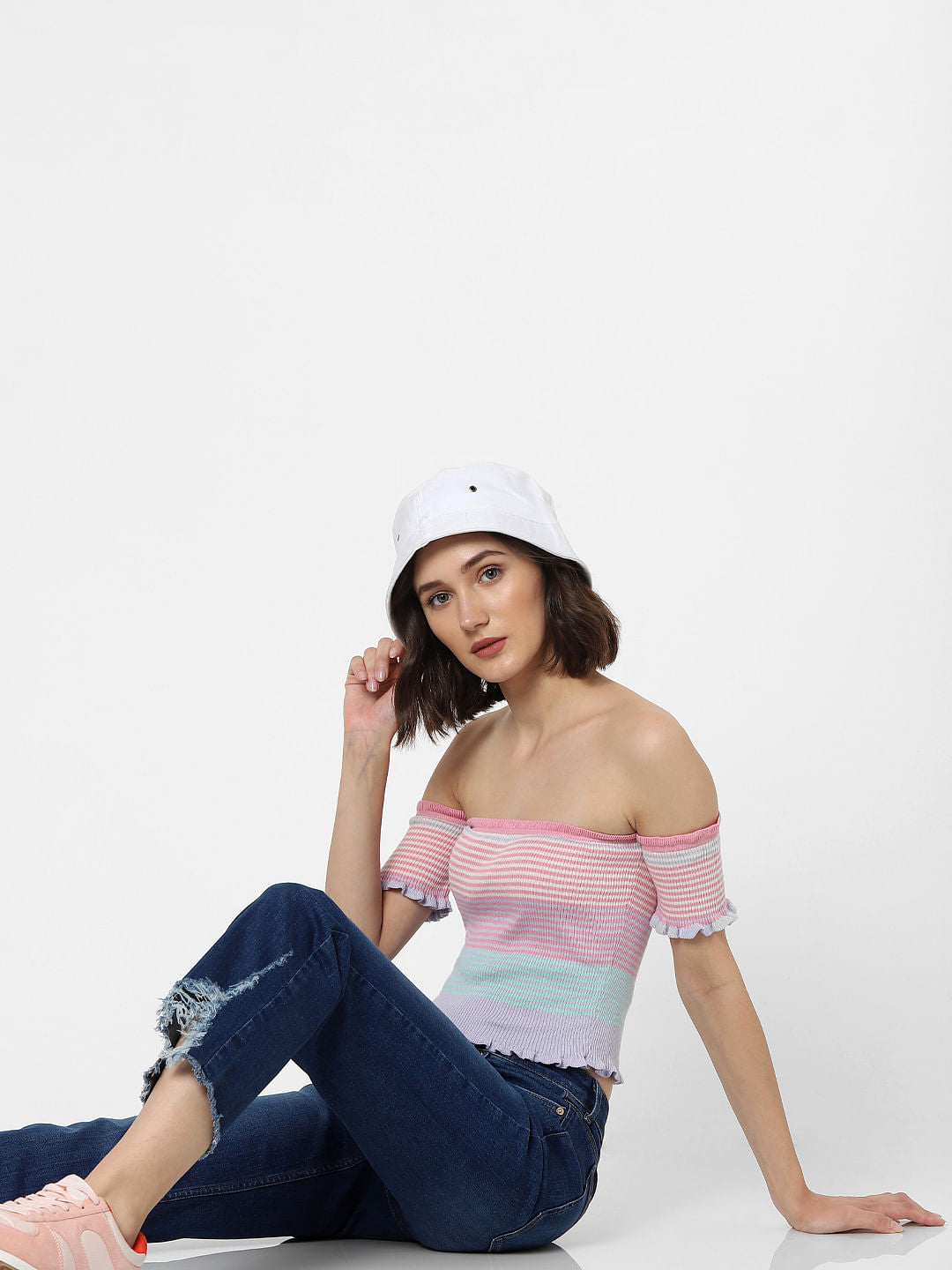 Pink Off-Shoulder Knit Top