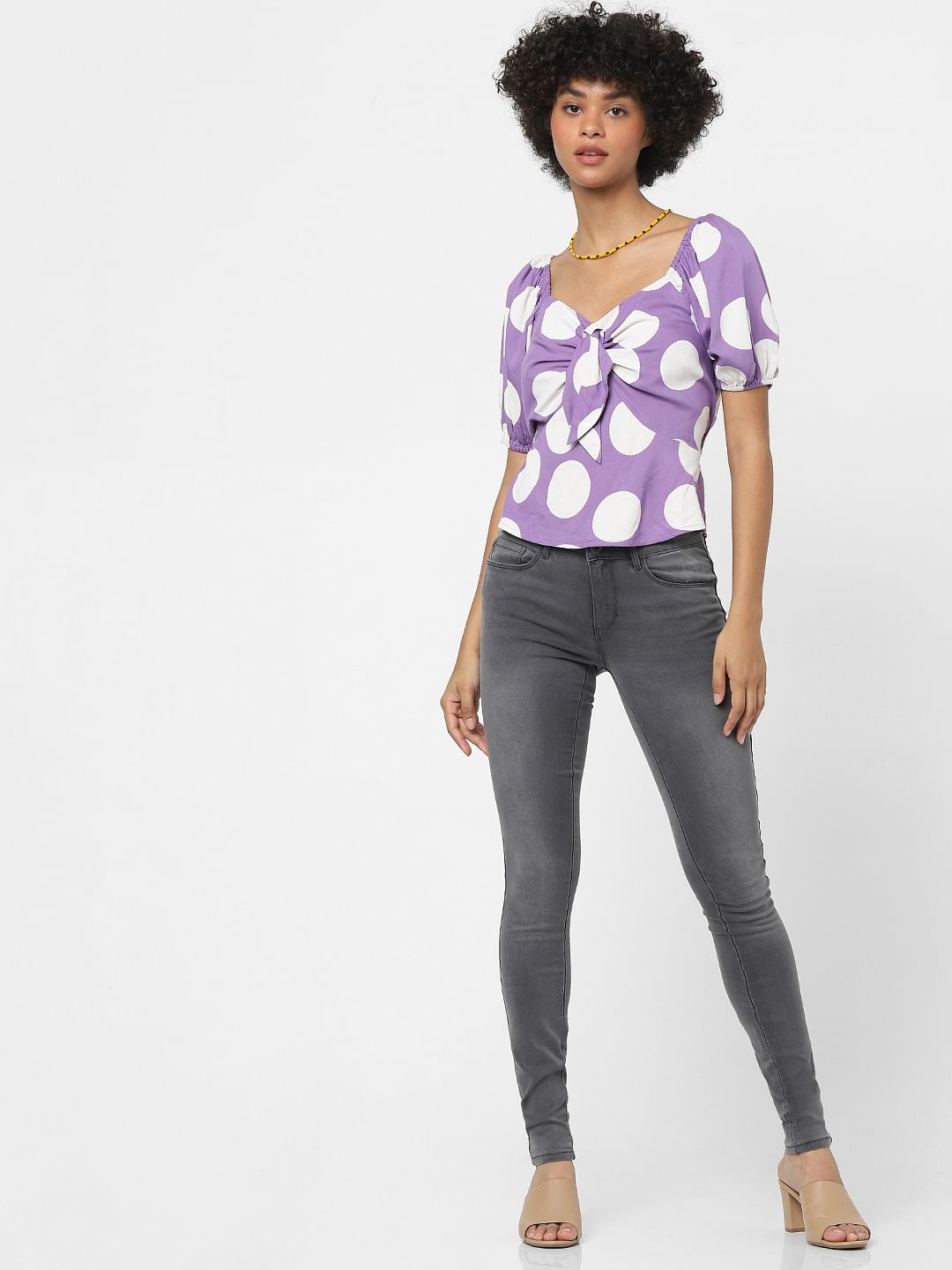 Grey High Waist Skinny Fit Jeans