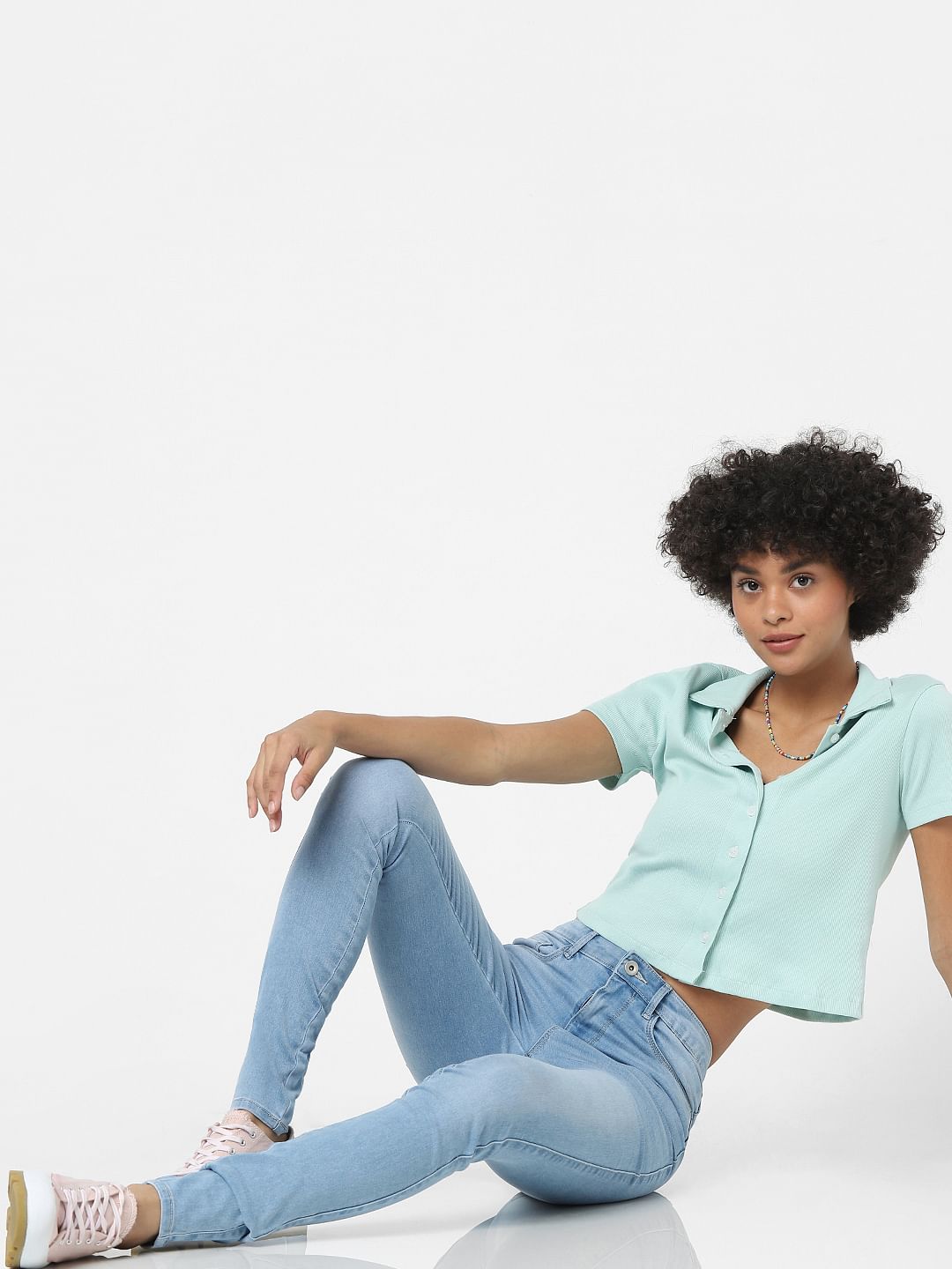 Light Blue High Waist Skinny Fit Jeans