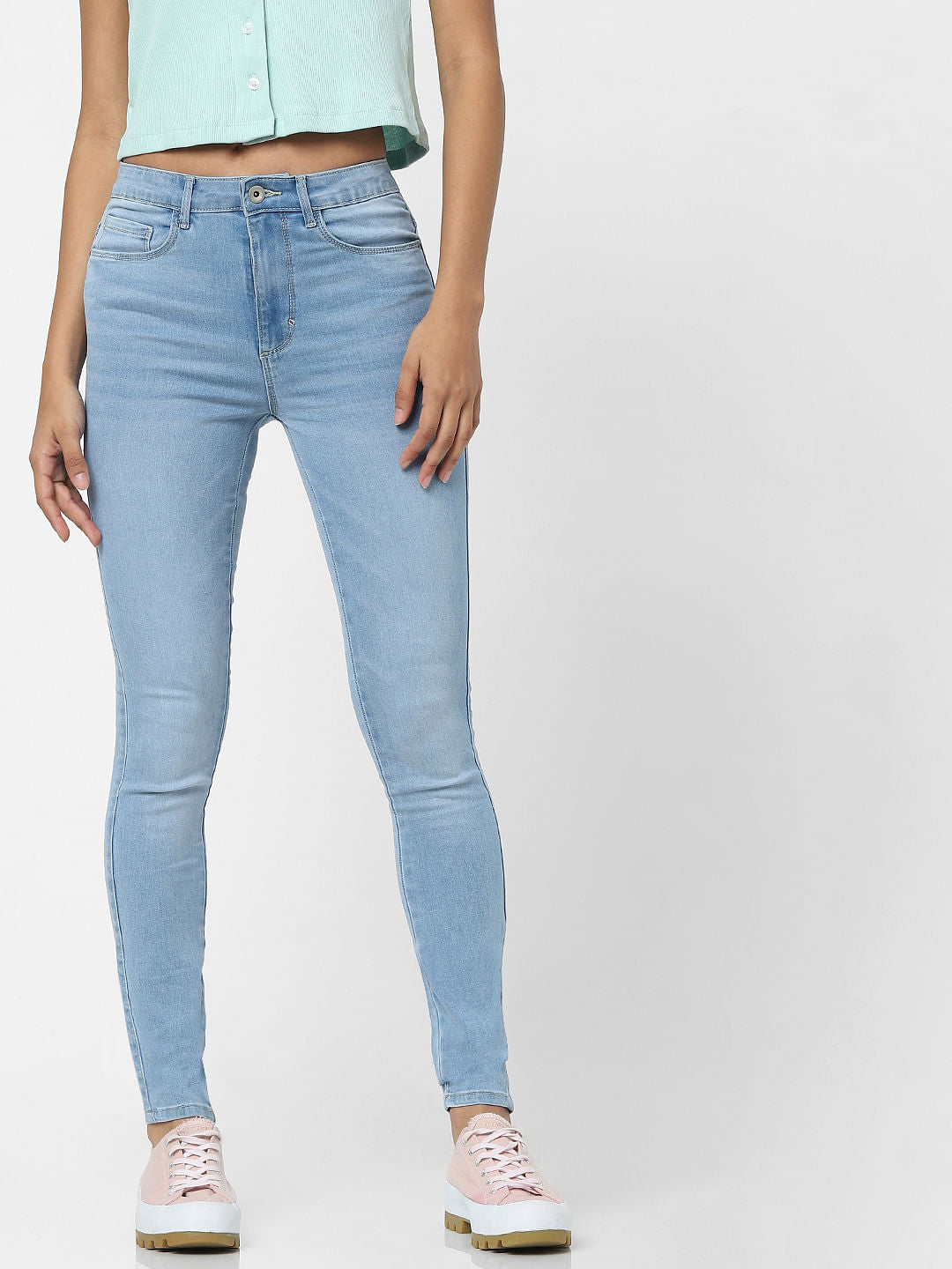 Light Blue High Waist Skinny Fit Jeans