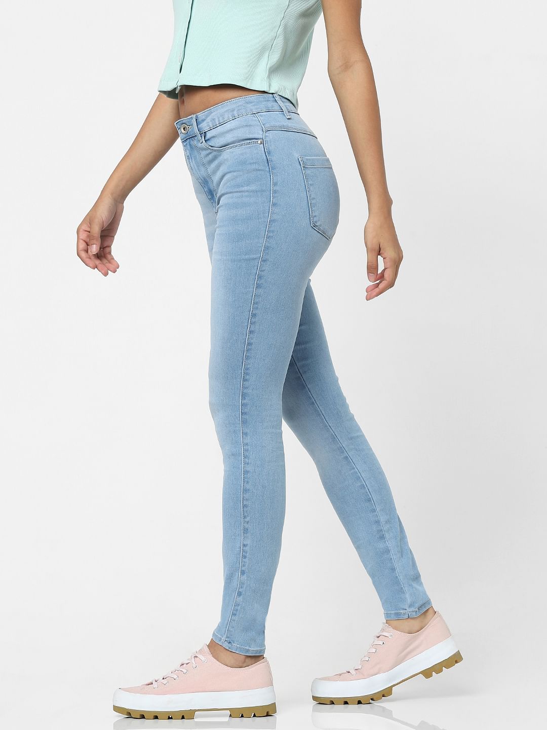 Light Blue High Waist Skinny Fit Jeans