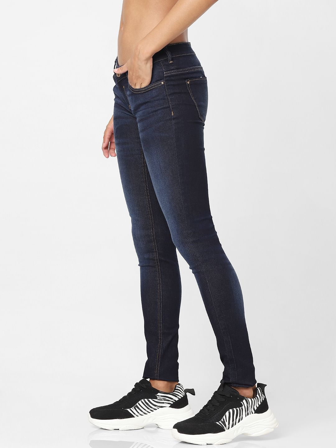 Blue Mid Rise Skinny Jeans
