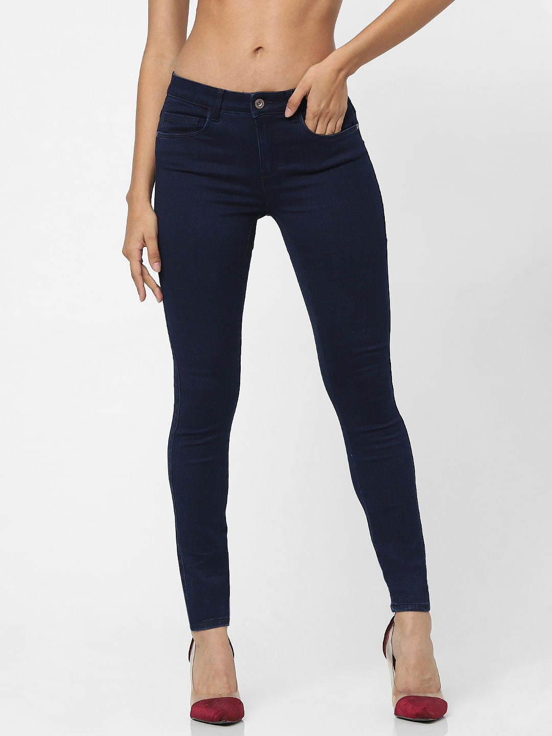 Dark Blue High Waist Skinny Fit Jeans