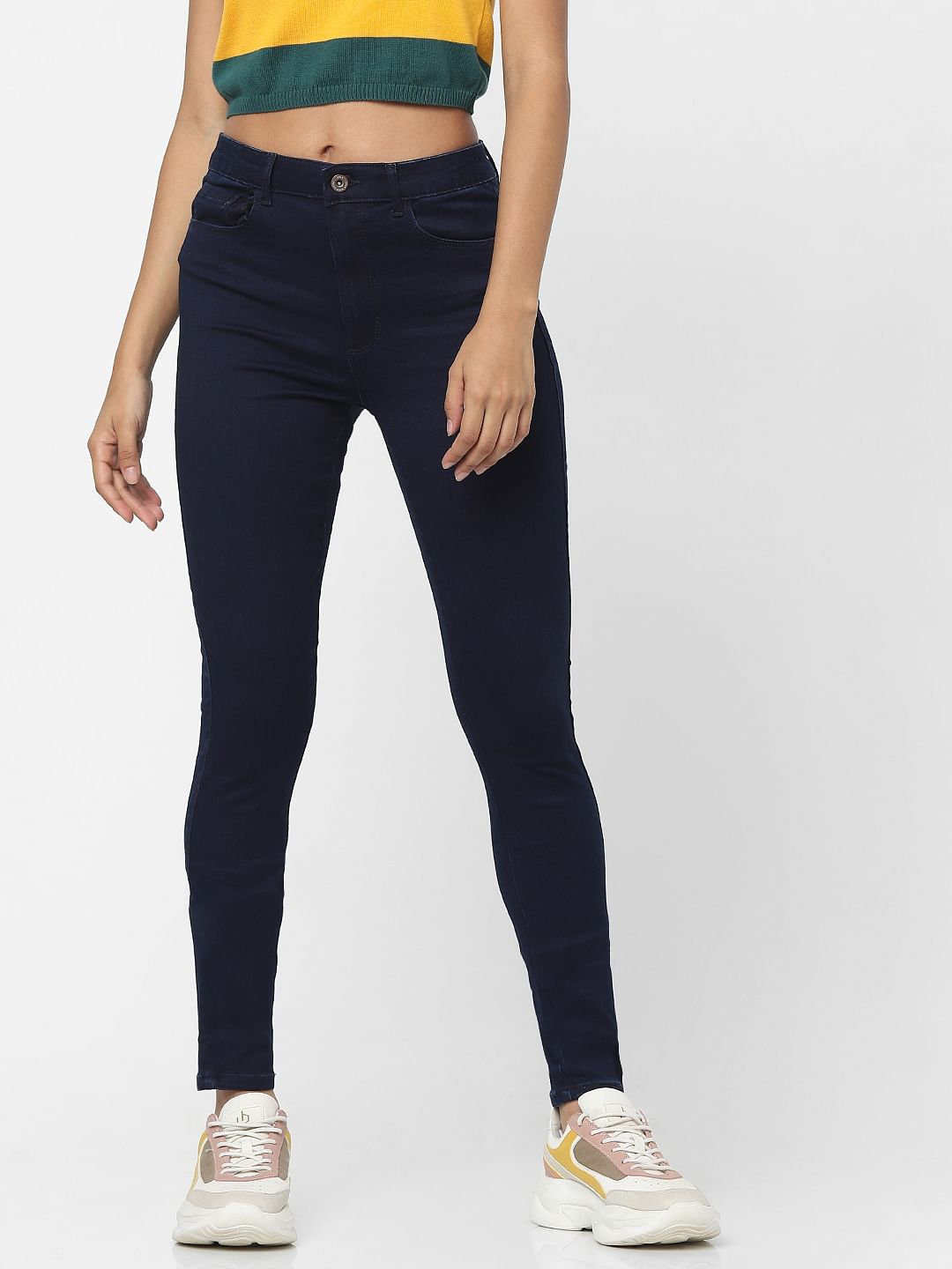 Dark Blue High Waist Skinny Fit Jeans