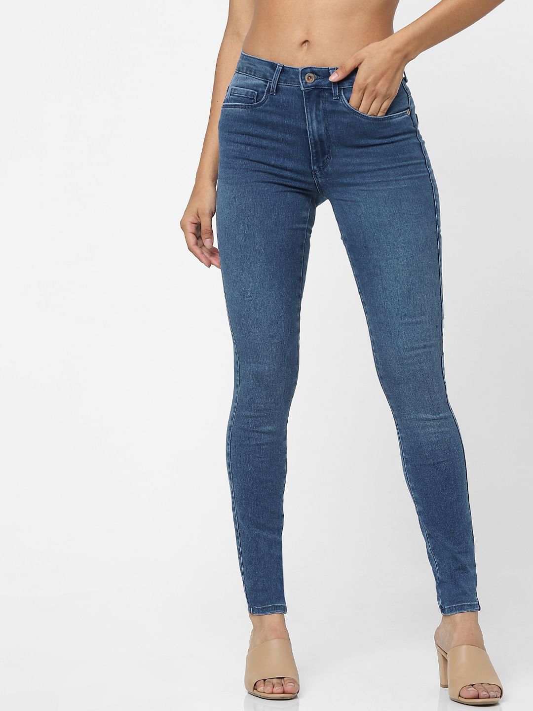 Blue High Waist Skinny Fit Jeans